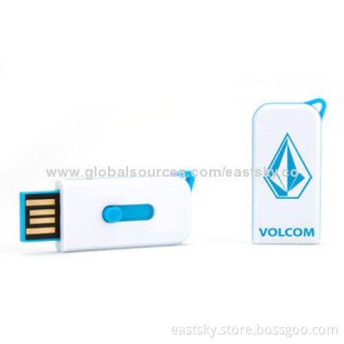 Promotional Slide Mini USB Drive in Push-pull Design, with 64MB to 32GB Memory Capacity, OEM Service